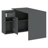 Scrivania Nero Antracite Angolare un Cassetto 120x92x74h cm, 2 Ripiani - Linaza