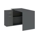 Scrivania Nero Antracite Angolare un Cassetto 120x92x74h cm, 2 Ripiani - Linaza