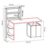 Scrivania Nero Antracite Marrone 8 Ripiani 2 Ante 146x60x74h cm, 7 Vani - Recco