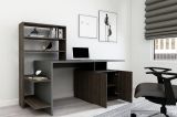 Scrivania Nero Antracite Marrone 8 Ripiani 2 Ante 146x60x74h cm, 7 Vani - Recco