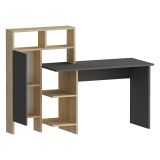 Scrivania Nero Antracite Marrone Rovere 6 Ripiani Un'anta 136x60x112h cm, 7 Vani - Cremella