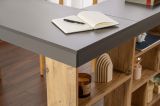 Scrivania Nero Antracite Marrone Rovere Nodi Angolare Cassetti 130x120x72h cm, 6 Ripiani - Patti