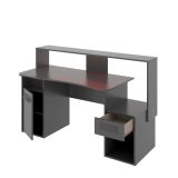 Scrivania Nero Antracite Modulabile 2 Ripiani 154x69x98h cm, un Cassetto - Albertino