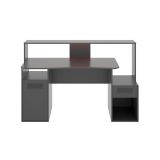 Scrivania Nero Antracite Modulabile 2 Ripiani 154x69x98h cm, un Cassetto - Albertino
