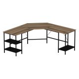 Scrivania Nero Marrone Rovere Angolare 4 Ripiani 180x60x76h cm, 3 Vani - Arcano