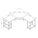 Scrivania Nero Marrone Rovere Angolare 4 Ripiani 180x60x76h cm, 3 Vani - Arcano