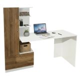 Scrivania No bianca e noce 149x61cm con libreria - Sordio