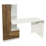 Scrivania No bianca e noce 149x61cm con libreria - Sordio
