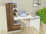 Scrivania No bianca e noce 149x61cm con libreria - Sordio