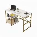 Scrivania No bianca e oro 120x60cm con libreria - Giusto