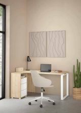 Scrivania Noemie, Scrittoio multiuso, Tavolo per ufficio porta PC, Piano di lavoro, 100x150 h76 cm, Rovere e Bianco