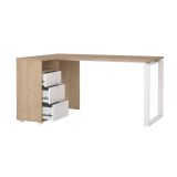 Scrivania Noemie, Scrittoio multiuso, Tavolo per ufficio porta PC, Piano di lavoro, 100x150 h76 cm, Rovere e Bianco