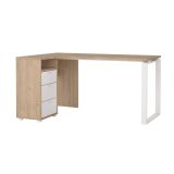 Scrivania Noemie, Scrittoio multiuso, Tavolo per ufficio porta PC, Piano di lavoro, 100x150 h76 cm, Rovere e Bianco