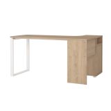 Scrivania Noemie, Scrittoio multiuso, Tavolo per ufficio porta PC, Piano di lavoro, 100x150 h76 cm, Rovere e Bianco