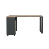 Scrivania Noemie, Scrittoio multiuso, Tavolo per ufficio porta PC, Piano di lavoro, 100x150 h76 cm, Rovere e Grigio