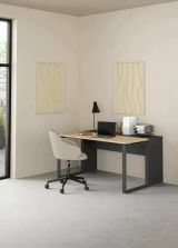 Scrivania Oriane, Scrittoio multiuso, Tavolo per ufficio porta PC, Piano di lavoro, 60x0 h76 cm, Rovere e Grigio