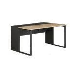 Scrivania Oriane, Scrittoio multiuso, Tavolo per ufficio porta PC, Piano di lavoro, 60x0 h76 cm, Rovere e Grigio
