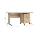 Scrivania Orphee, Scrittoio multiuso, Tavolo per ufficio porta PC, Piano di lavoro, 150x80 h75 cm, Grigio e Quercia