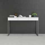 Scrivania Pascale, Scrittoio multiuso, Tavolo per ufficio porta PC, Piano di lavoro, 126x52 h77 cm, Bianco