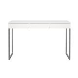 Scrivania Pascale, Scrittoio multiuso, Tavolo per ufficio porta PC, Piano di lavoro, 126x52 h77 cm, Bianco