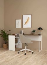 Scrivania Patience, Scrittoio multiuso, Tavolo per ufficio porta PC, Piano di lavoro, 145x81 h77 cm, Bianco