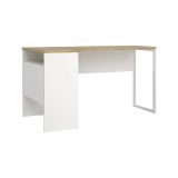 Scrivania Patience, Scrittoio multiuso, Tavolo per ufficio porta PC, Piano di lavoro, 145x81 h77 cm, Bianco e Quercia