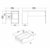 Scrivania Patience, Scrittoio multiuso, Tavolo per ufficio porta PC, Piano di lavoro, 145x81 h77 cm, Bianco e Quercia