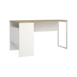 Scrivania Patience, Scrittoio multiuso, Tavolo per ufficio porta PC, Piano di lavoro, 145x81 h77 cm, Bianco e Rovere