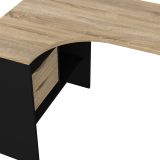 Scrivania Patience, Scrittoio multiuso, Tavolo per ufficio porta PC, Piano di lavoro, 145x81 h77 cm, Nero e Quercia