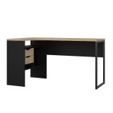 Scrivania Patience, Scrittoio multiuso, Tavolo per ufficio porta PC, Piano di lavoro, 145x81 h77 cm, Nero e Quercia