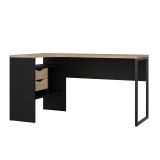 Scrivania Patience, Scrittoio multiuso, Tavolo per ufficio porta PC, Piano di lavoro, 145x81 h77 cm, Nero e Rovere