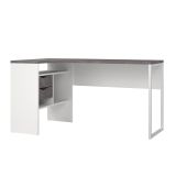 Scrivania Patience, Scrittoio multiuso, Tavolo per ufficio porta PC, Piano di lavoro, 81x145 h77 cm, Bianco e Grigio