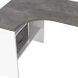 Scrivania Patience, Scrittoio multiuso, Tavolo per ufficio porta PC, Piano di lavoro, 81x145 h77 cm, Bianco e Grigio