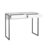 Scrivania Pierrette, Scrittoio multiuso, Tavolo per ufficio porta PC, Piano di lavoro, 101x40 h77 cm, Bianco e Grigio