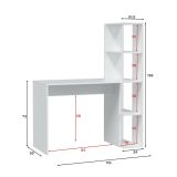 Scrivania Pittston, Scrittoio lineare con libreria, Tavolo ufficio multiuso salvaspazio, 110x50h136 cm, Bianco