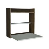 Scrivania Pola, Scrittoio angolare, Tavolo ufficio multiuso, Scrivania salvaspazio multi posizione, 60x20h60 cm, Bianco e Noce