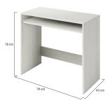 Scrivania Portland, Scrittoio lineare con ripiano fisso, Tavolo da studio o ufficio porta PC, 79x43h78 cm, Bianco effetto legno