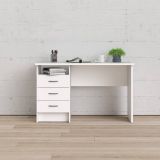 Scrivania Priscille, Scrittoio multiuso, Tavolo per ufficio porta PC, Piano di lavoro, 120x48 h72 cm, Bianco