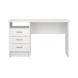 Scrivania Priscille, Scrittoio multiuso, Tavolo per ufficio porta PC, Piano di lavoro, 120x48 h72 cm, Bianco