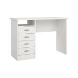 Scrivania Rachel, Scrittoio multiuso, Tavolo per ufficio porta PC, Piano di lavoro, 110x49 h76 cm, Bianco