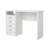 Scrivania Rachel, Scrittoio multiuso, Tavolo per ufficio porta PC, Piano di lavoro, 110x49 h76 cm, Bianco