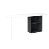 Scrivania Raimondo, Scrittoio lineare porta PC, Tavolo multiuso per ufficio, Scrivania salvaspazio, 100% Made in Italy, cm 110x50h75, Bianco lucido e Ardesia