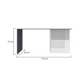 Scrivania Raimondo, Scrittoio lineare porta PC, Tavolo multiuso per ufficio, Scrivania salvaspazio, 100% Made in Italy, cm 110x50h75, Bianco lucido e Ardesia