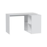 Scrivania Revere, Scrittoio angolare, Tavolo ufficio multiuso, Scrivania salvaspazio multiposizione, 152x49h74 cm, Bianco
