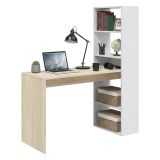 Scrivania salvaspazio bianca e legno 120x53cm con libreria - Ali