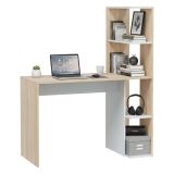 Scrivania salvaspazio bianca e rovere 110x52cm con libreria - Abba