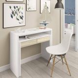 Scrivania salvaspazio bianca e rovere 98x36cm con 2 cassetti - Andriy