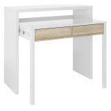Scrivania salvaspazio bianca e rovere 98x36cm con 2 cassetti - Andriy