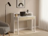 Scrivania salvaspazio bianca e rovere 98x36cm con 2 cassetti - Andriy