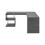 Scrivania Sasha, Scrittoio angolare porta PC, Tavolo multiuso per ufficio, Scrivania salvaspazio multiposizione, 100% Made in Italy, cm 160x60h78, Ardesia